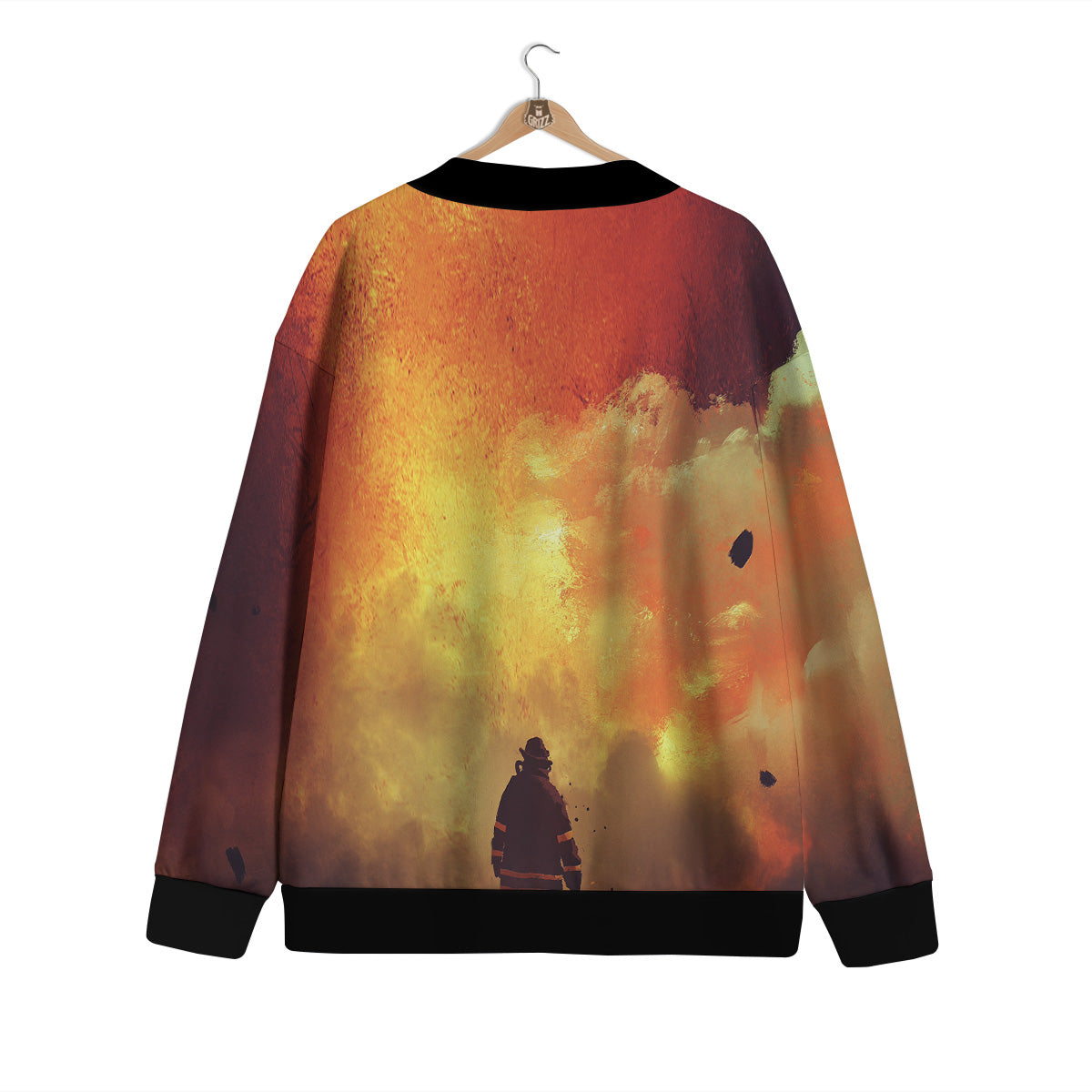 Brave Firefighter In The Fire Print Cardigan-grizzshop