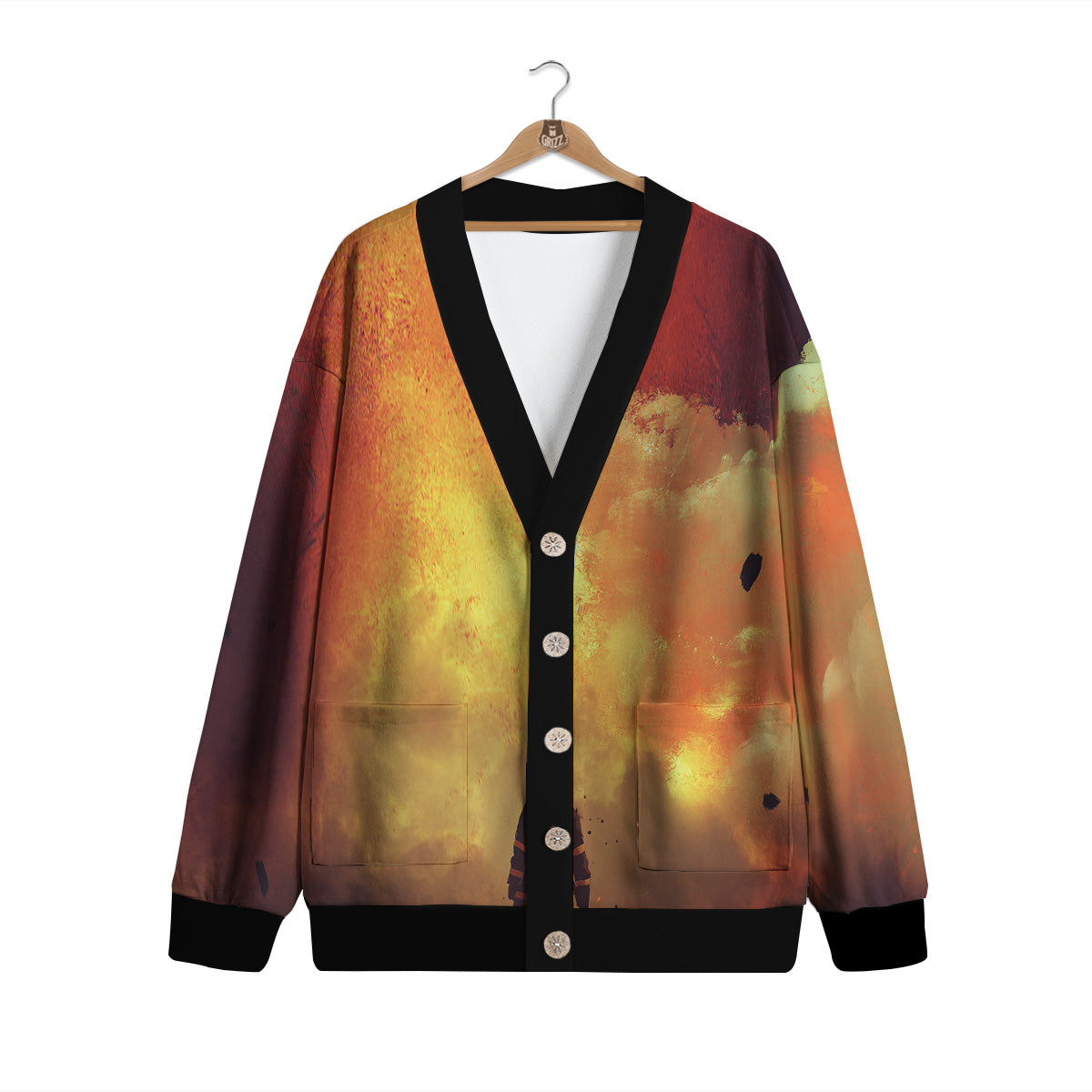 Brave Firefighter In The Fire Print Cardigan-grizzshop