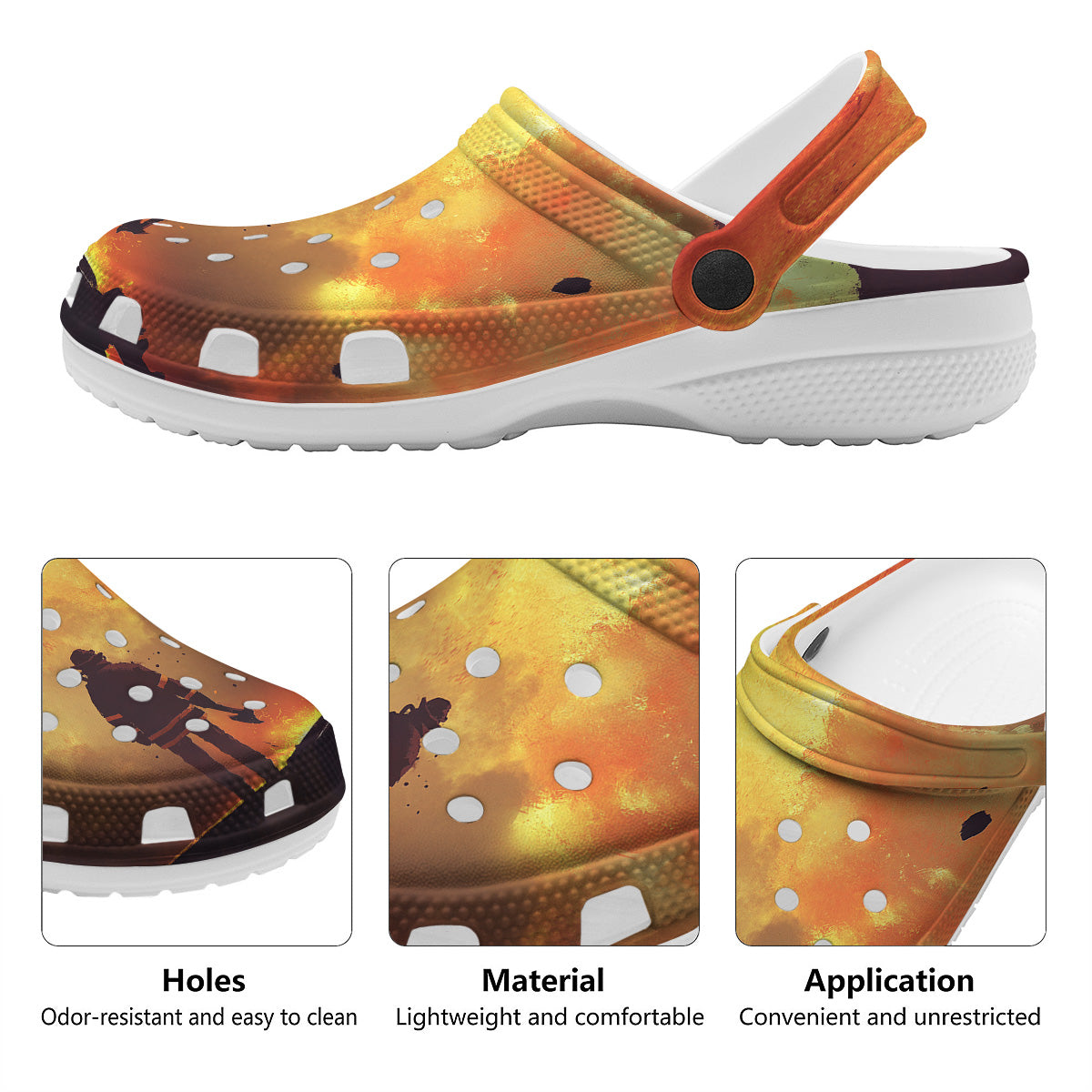 Brave Firefighter In The Fire Print Clog-grizzshop