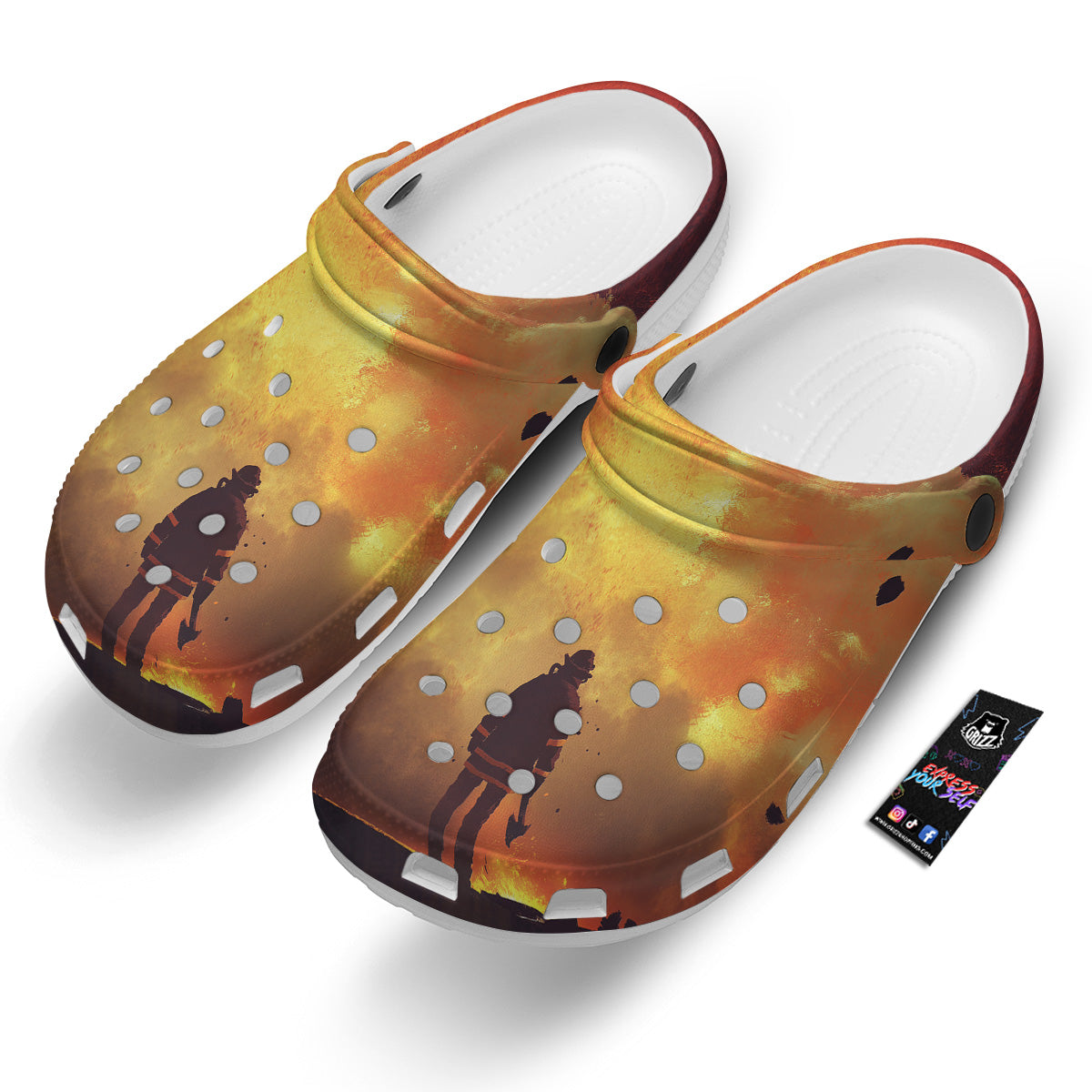 Brave Firefighter In The Fire Print Clog-grizzshop