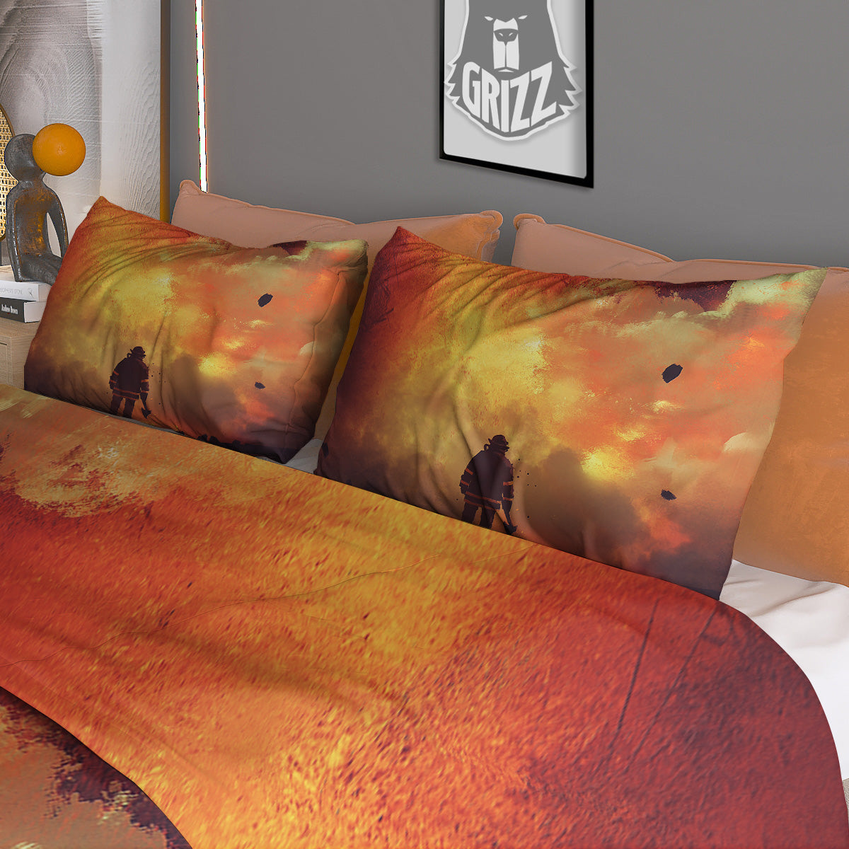 Bull Terrier Green Print Pattern Duvet Cover Bedding Set