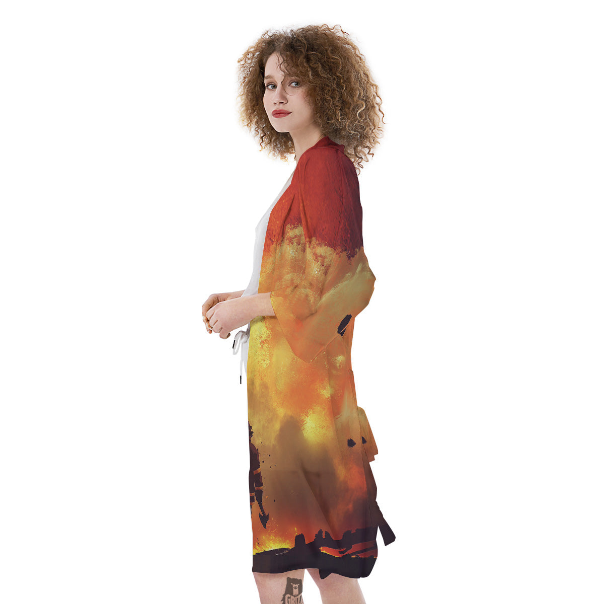 Brave Firefighter In The Fire Print Kimono-grizzshop