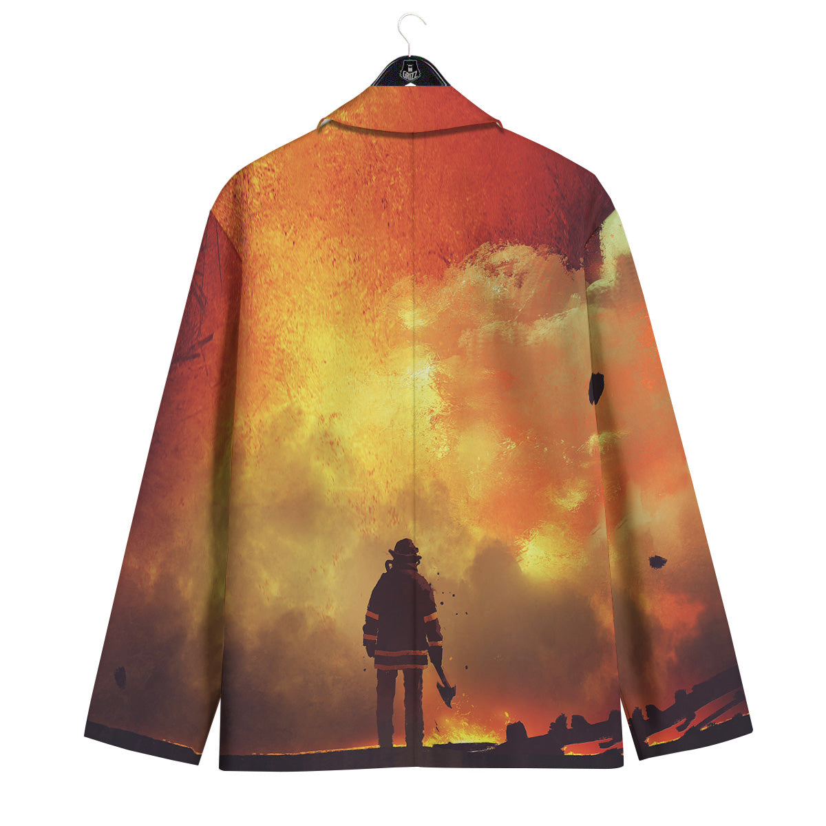 Brave Firefighter In The Fire Print Men's Sport Coat-grizzshop