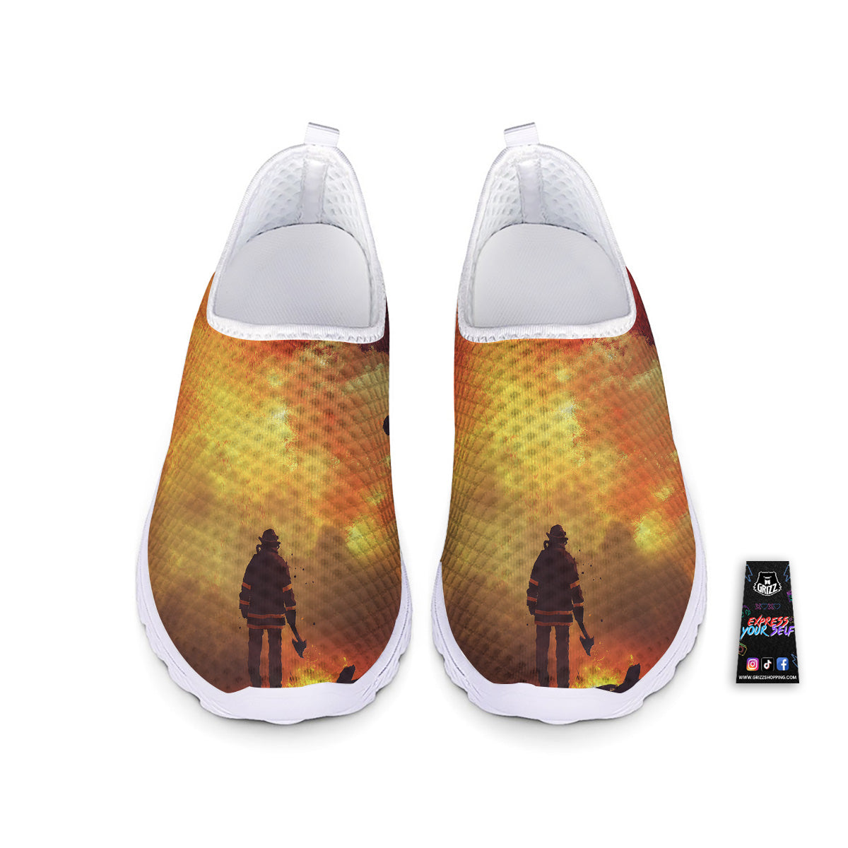 Brave Firefighter In The Fire Print Nurse Shoes-grizzshop