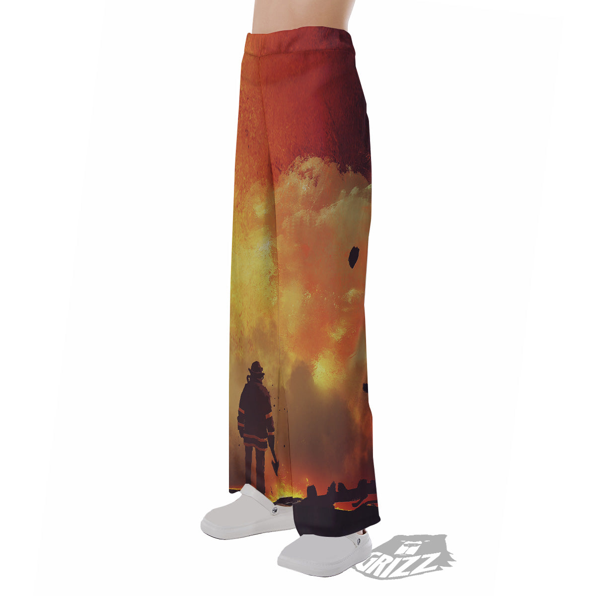 Brave Firefighter In The Fire Print Pajama Pants-grizzshop