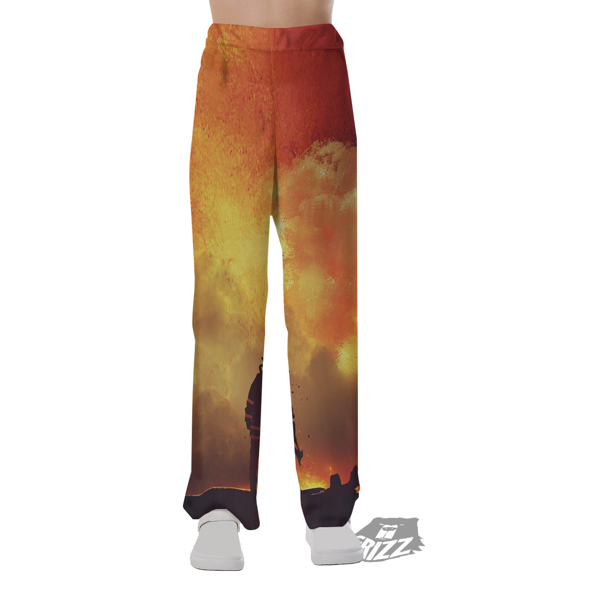 Brave Firefighter In The Fire Print Pajama Pants-grizzshop