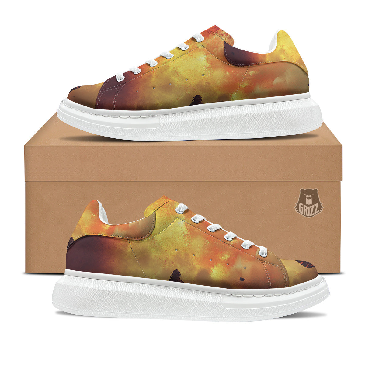 Brave Firefighter In The Fire Print Platform Shoes-grizzshop