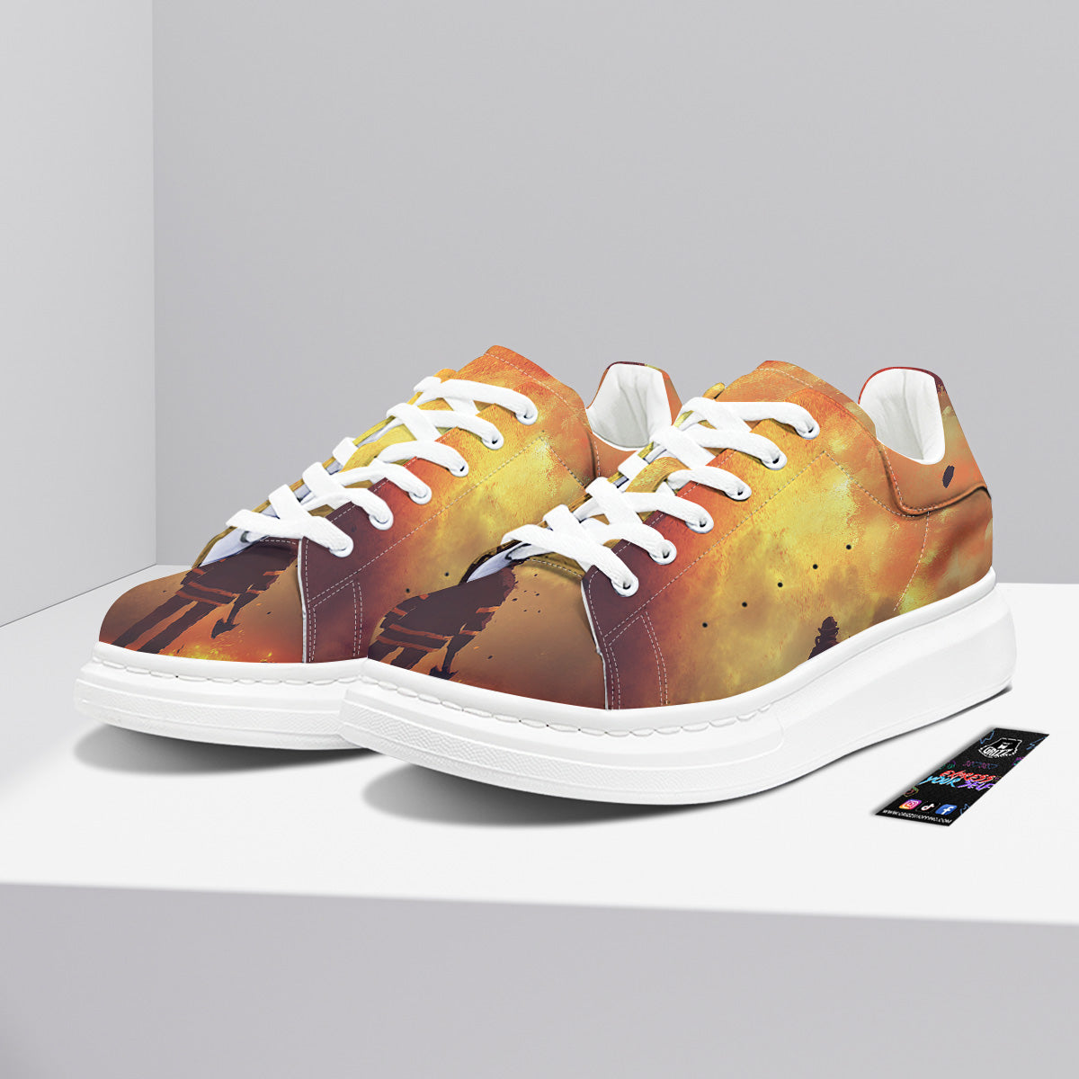 Brave Firefighter In The Fire Print Platform Shoes-grizzshop