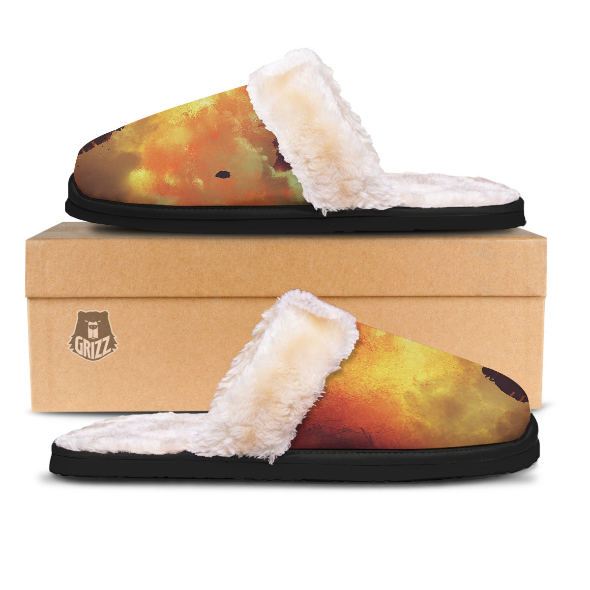 Brave Firefighter In The Fire Print Slippers-grizzshop