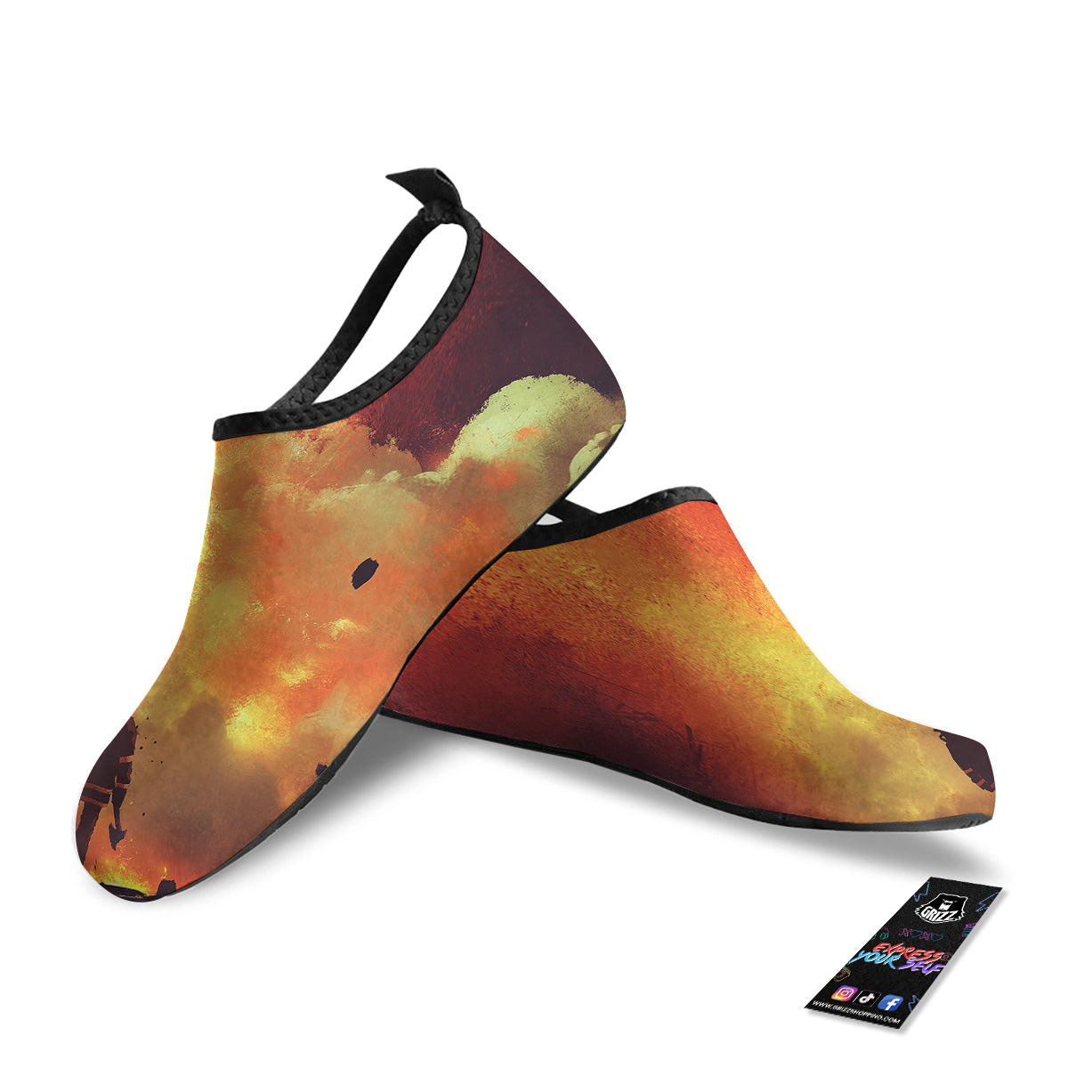 Brave Firefighter In The Fire Print Water Shoes-grizzshop
