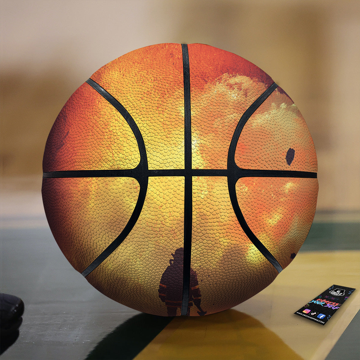 Brave Firefighter In The Fire Print Basketball
