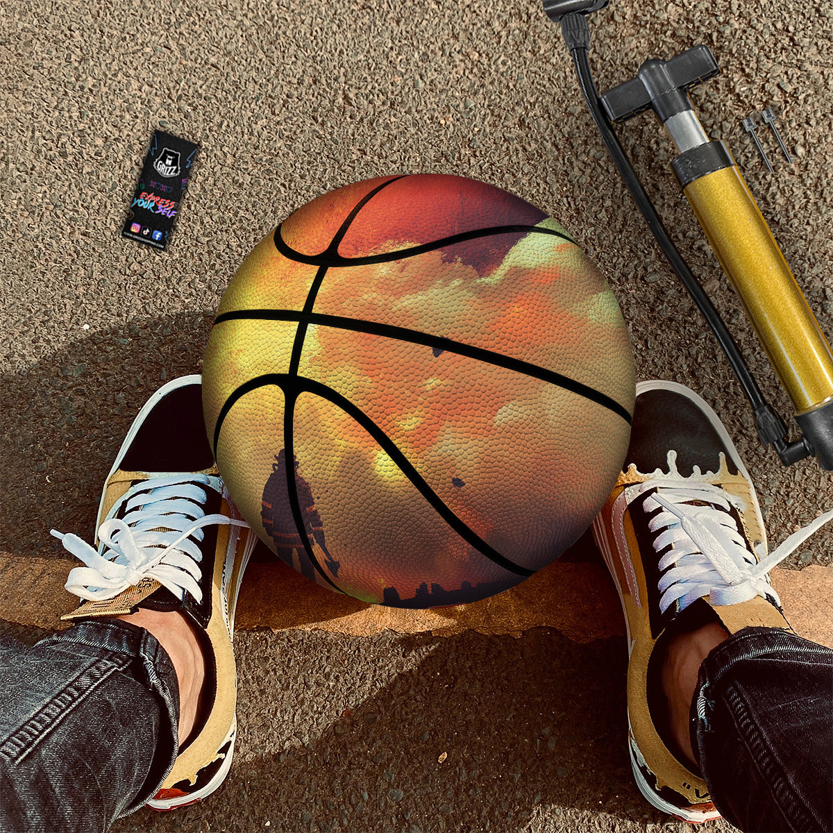 Brave Firefighter In The Fire Print Basketball