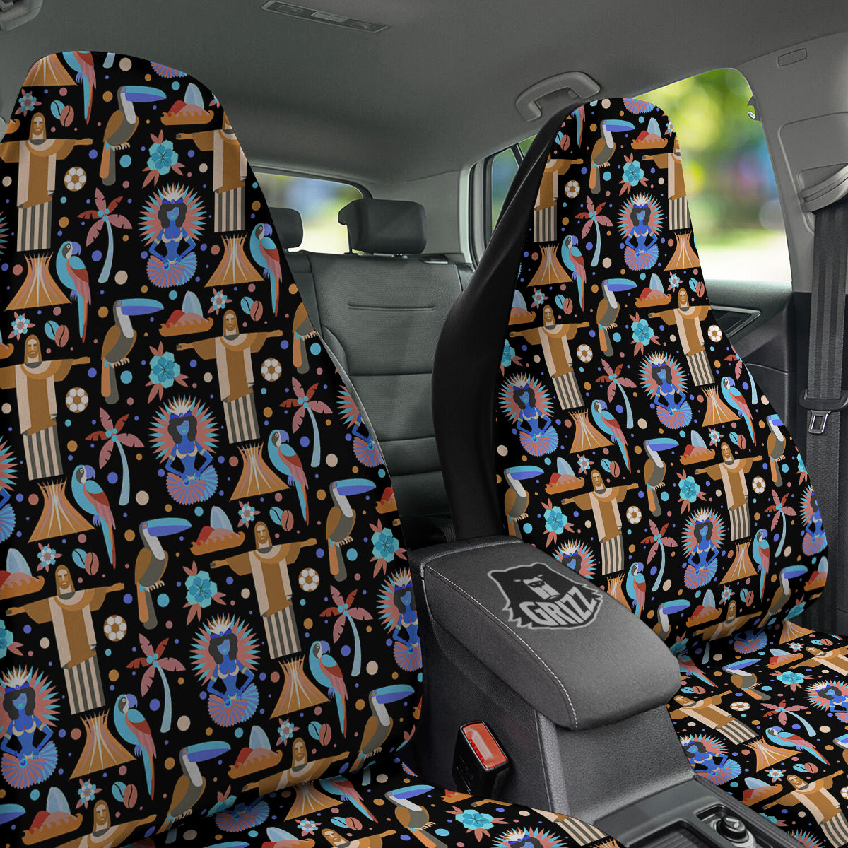 Brazil Symbols Country Print Pattern Car Seat Covers-grizzshop