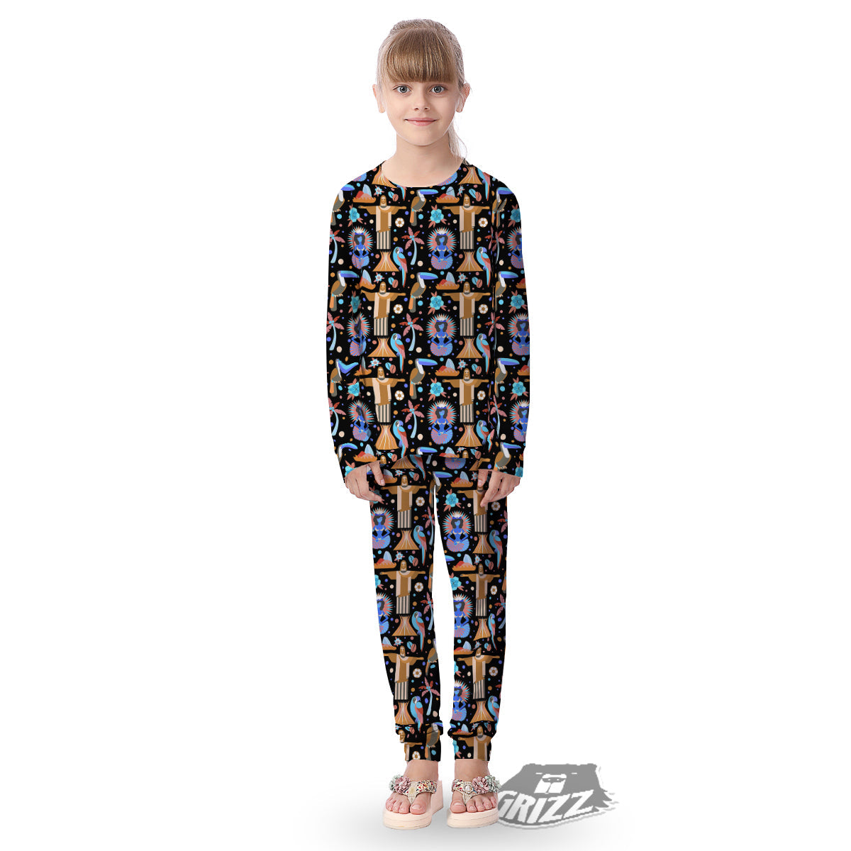 Brazil Symbols Country Print Pattern Kid's Pajamas-grizzshop