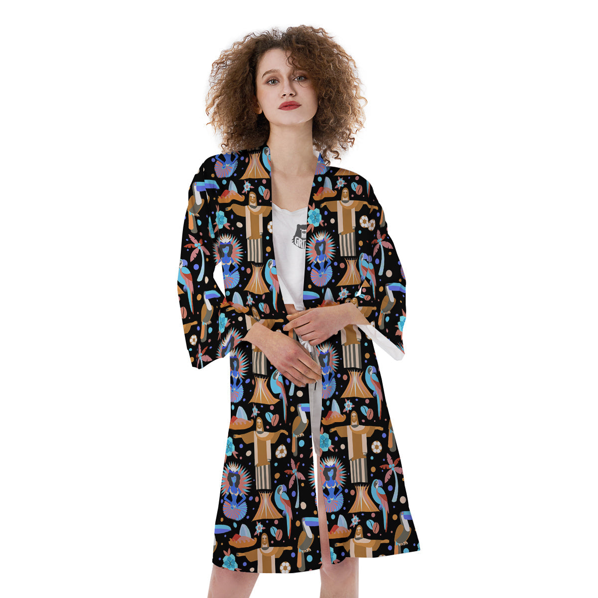 Brazil Symbols Country Print Pattern Kimono-grizzshop