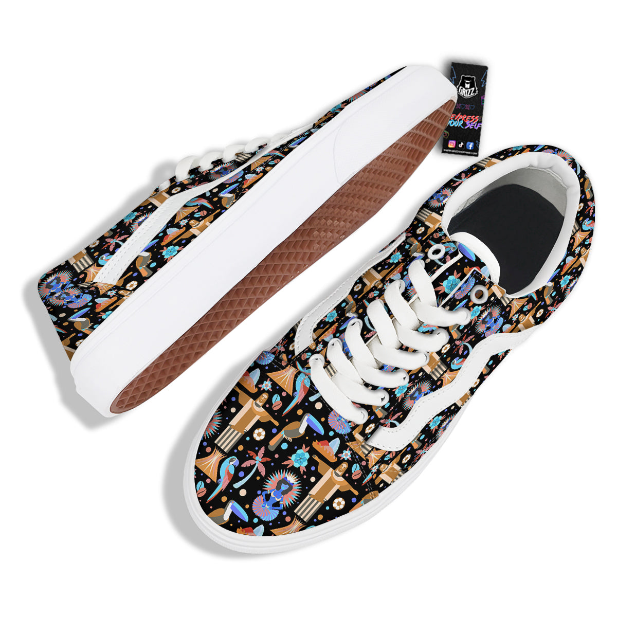 Brazil Symbols Country Print Pattern Skate Shoes-grizzshop