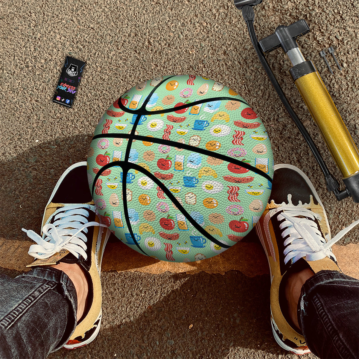 Breakfast Cartoon Print Pattern Basketball-grizzshop
