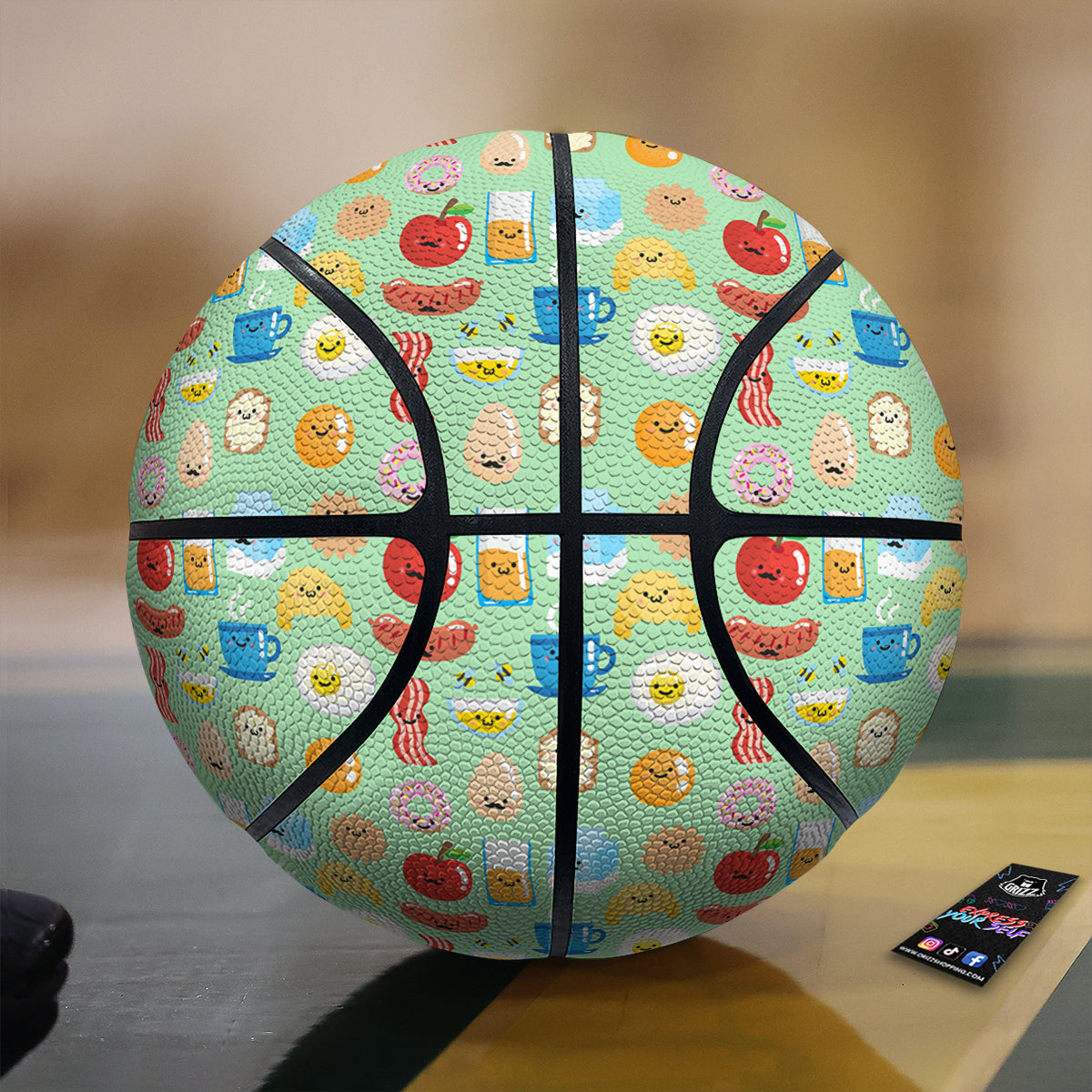 Breakfast Cartoon Print Pattern Basketball-grizzshop