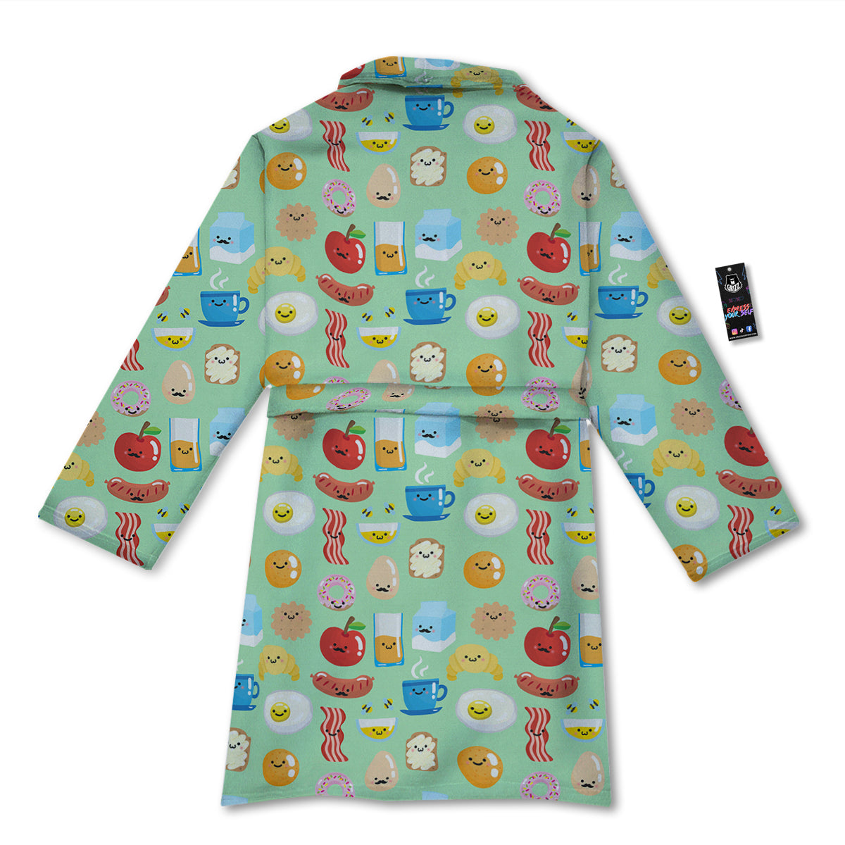 Breakfast Cartoon Print Pattern Bathrobe-grizzshop