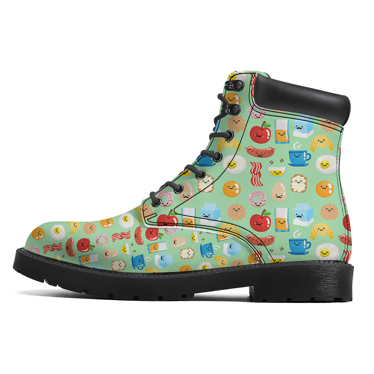 Breakfast Cartoon Print Pattern Boots-grizzshop