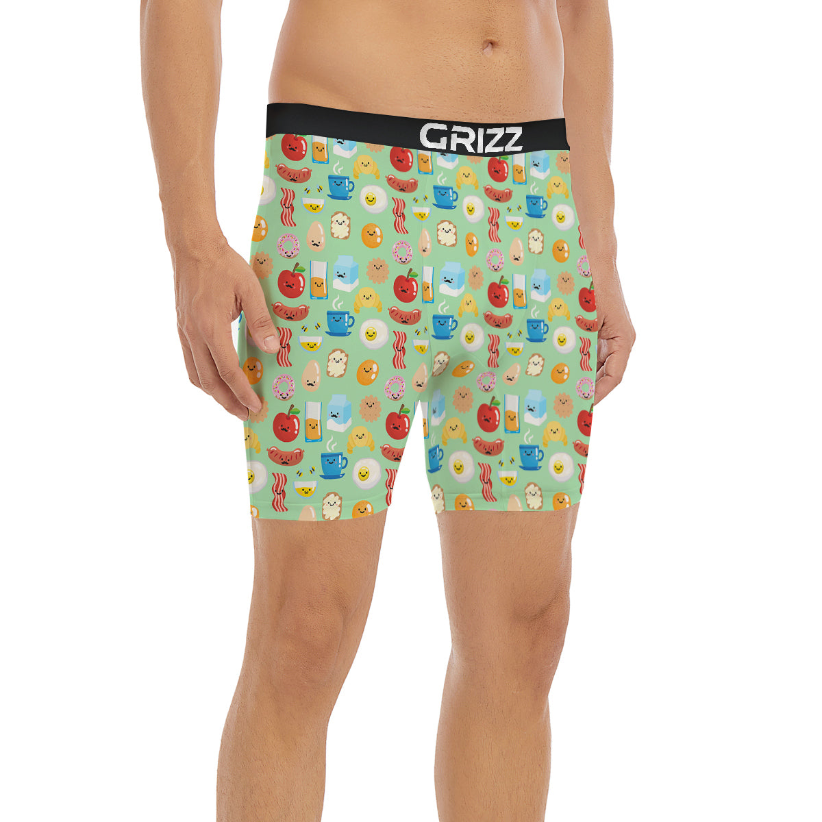 Breakfast Cartoon Print Pattern Boxer Briefs-grizzshop