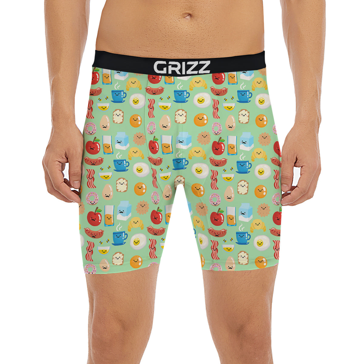 Breakfast Cartoon Print Pattern Boxer Briefs-grizzshop