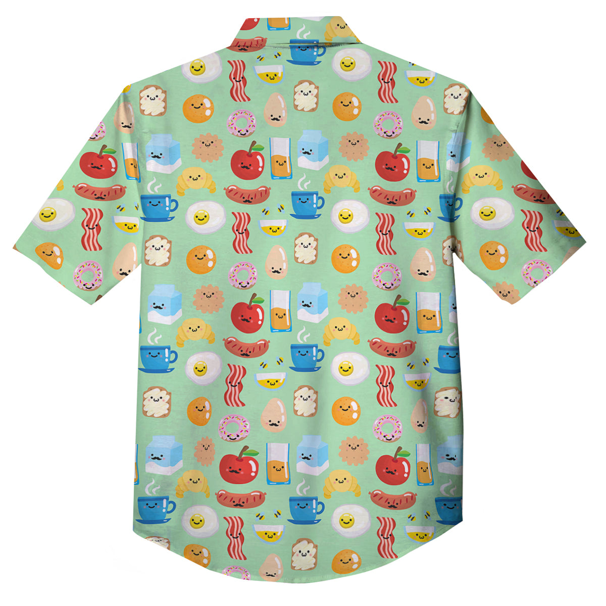 Breakfast Cartoon Print Pattern Button Up Shirt-grizzshop