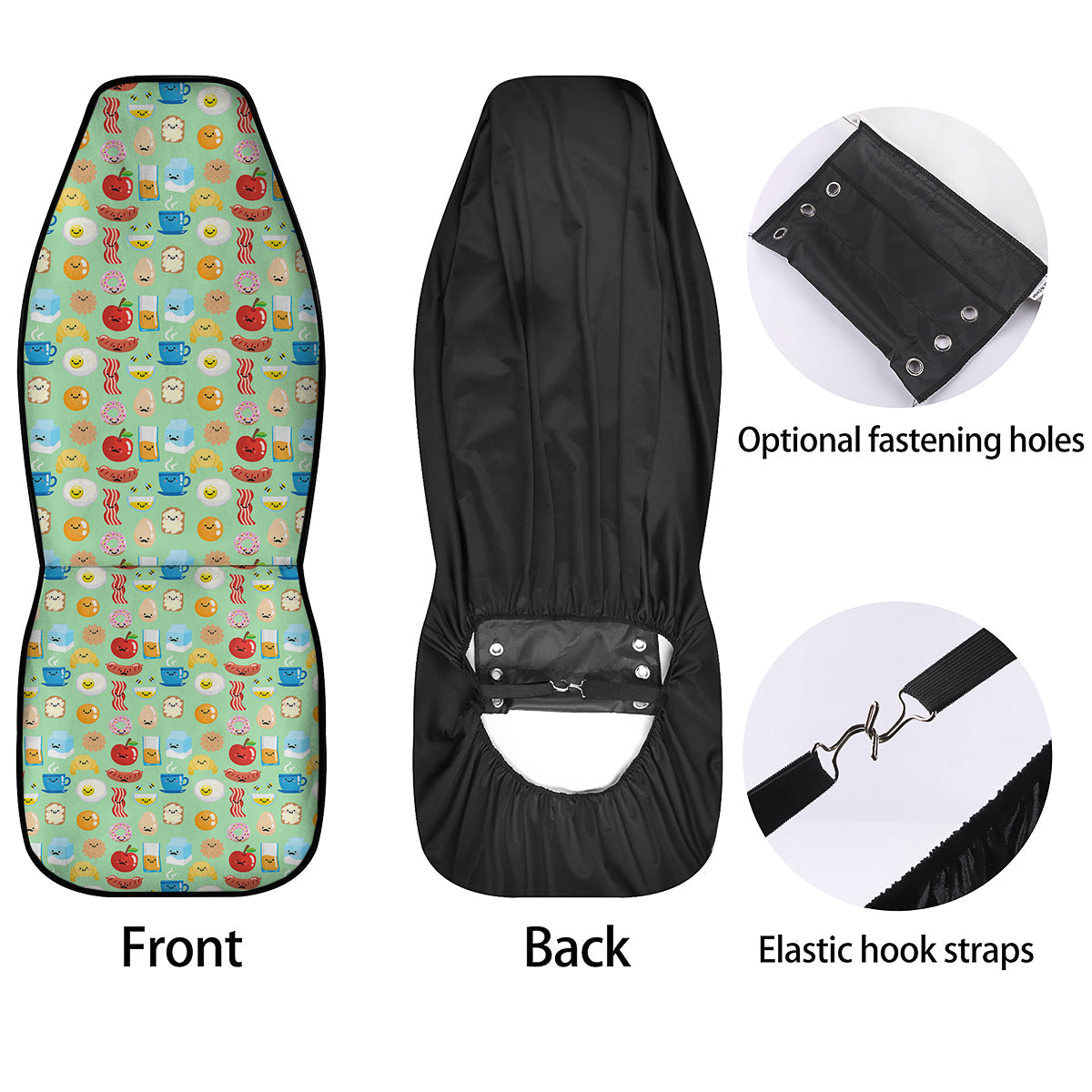 Breakfast Cartoon Print Pattern Car Seat Covers-grizzshop