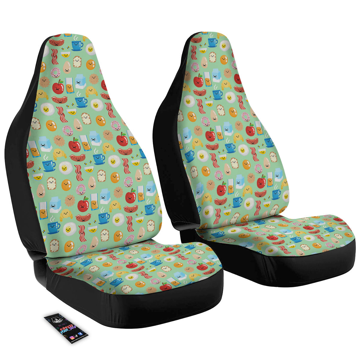 Breakfast Cartoon Print Pattern Car Seat Covers-grizzshop