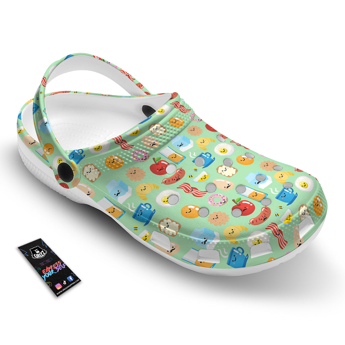 Breakfast Cartoon Print Pattern Clog-grizzshop