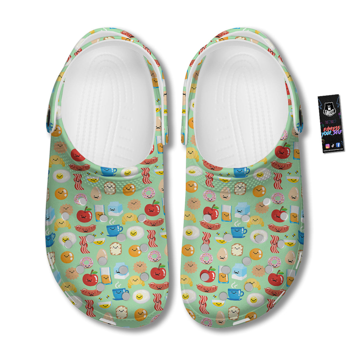 Breakfast Cartoon Print Pattern Clog-grizzshop
