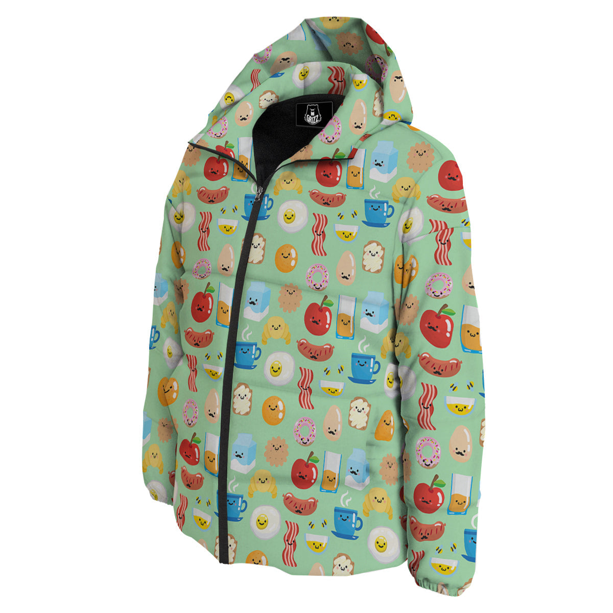 Breakfast Cartoon Print Pattern Down Jacket-grizzshop