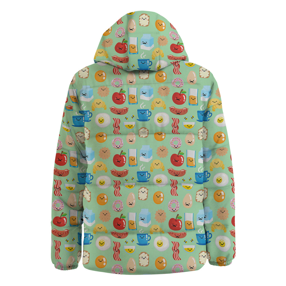 Breakfast Cartoon Print Pattern Down Jacket-grizzshop