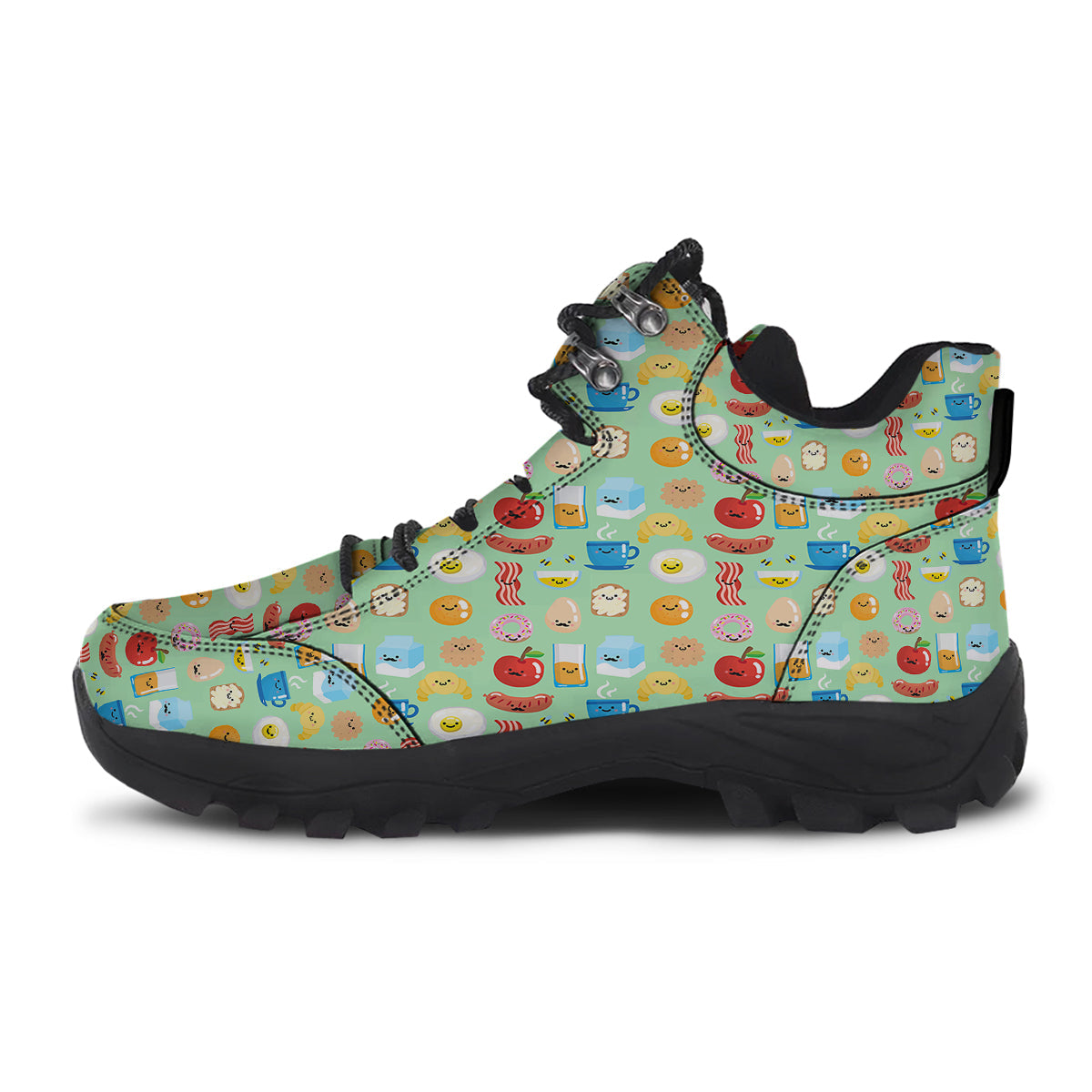 Breakfast Cartoon Print Pattern Hiking Shoes-grizzshop