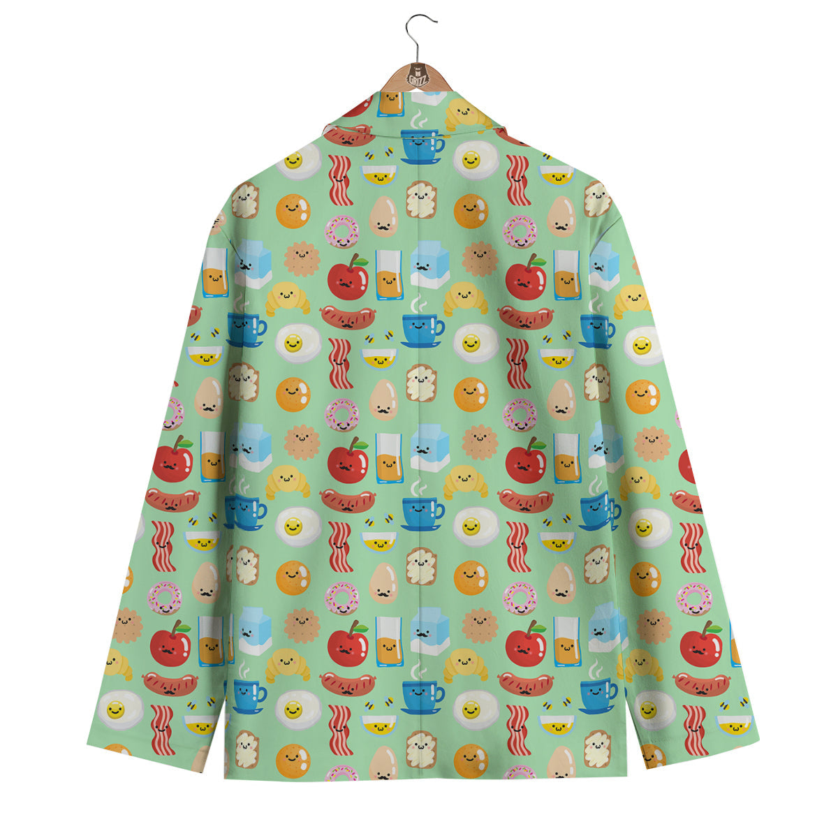 Breakfast Cartoon Print Pattern Men's Blazer-grizzshop