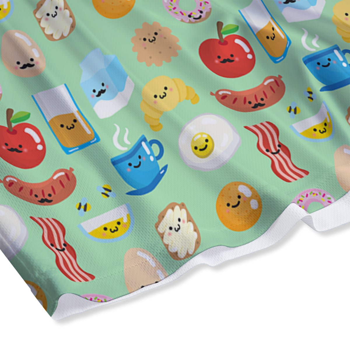 Breakfast Cartoon Print Pattern Mesh Shorts-grizzshop