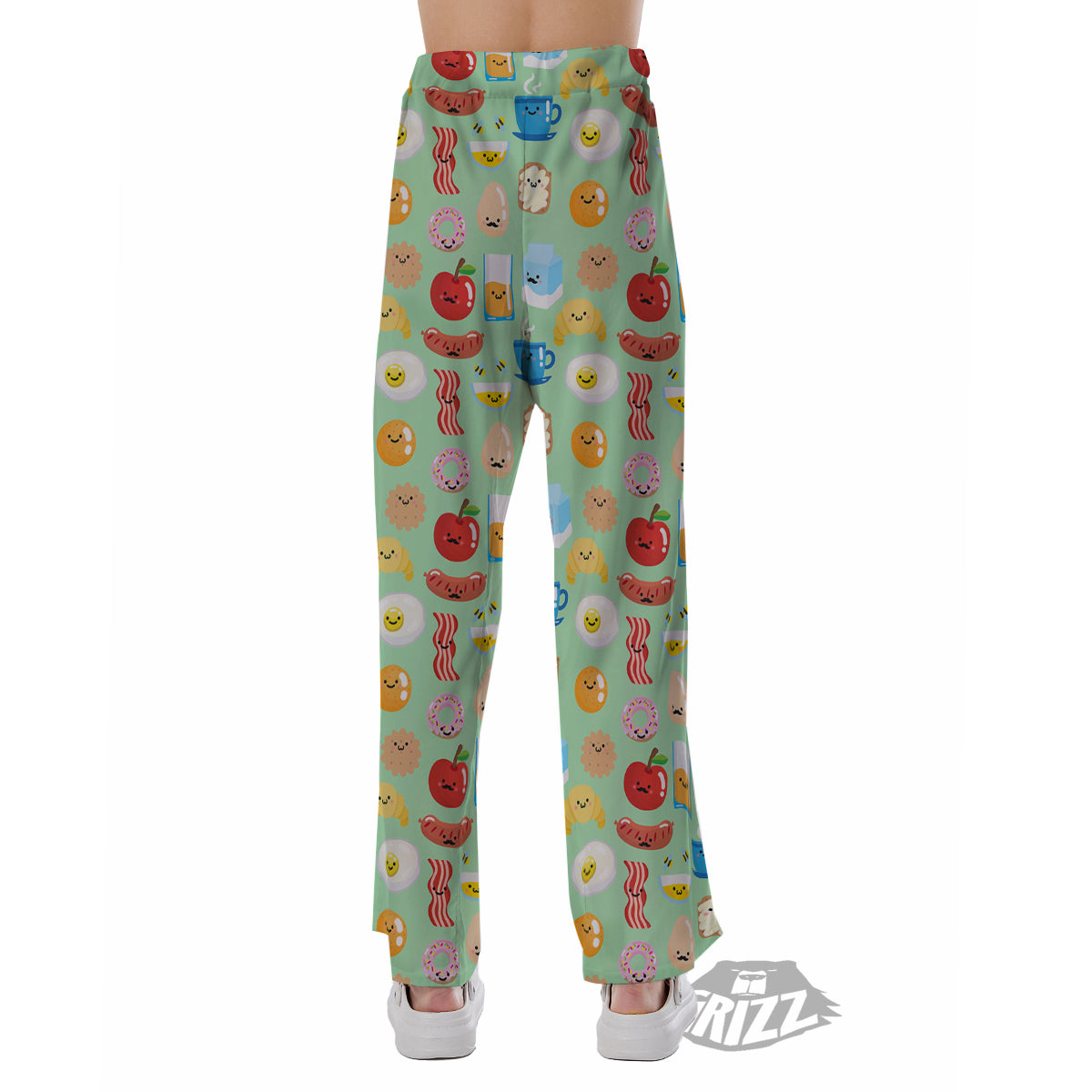 Breakfast Cartoon Print Pattern Pajama Pants-grizzshop