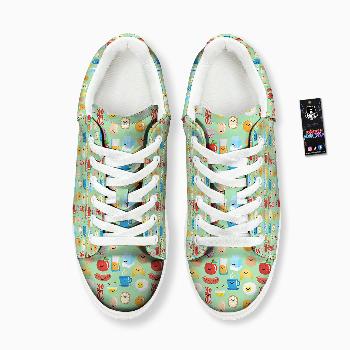 Breakfast Cartoon Print Pattern Platform Shoes-grizzshop