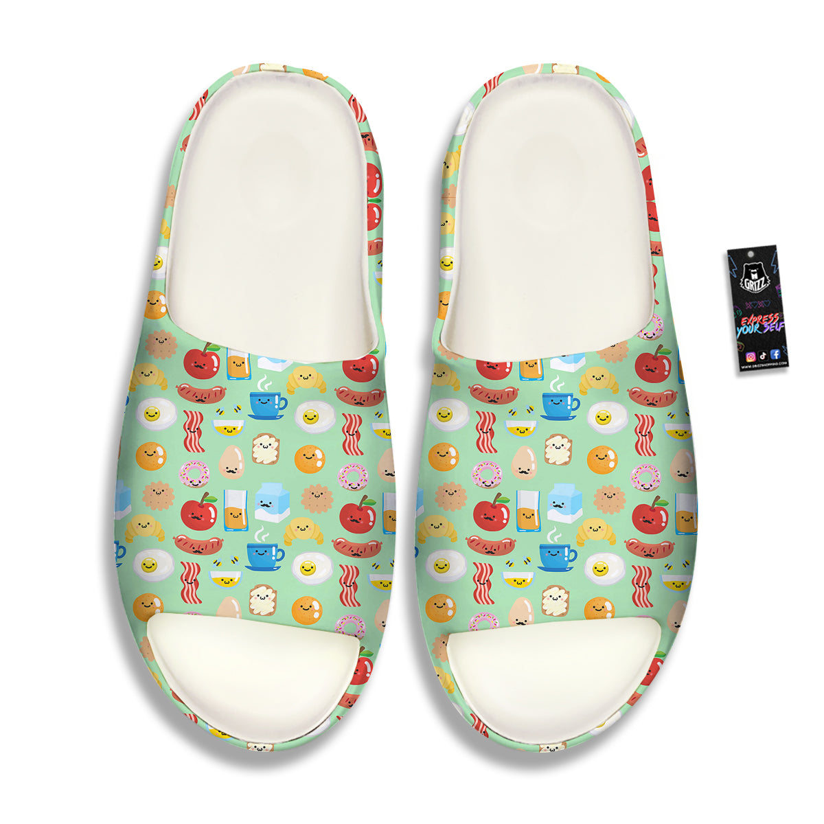 Breakfast Cartoon Print Pattern Sandals-grizzshop