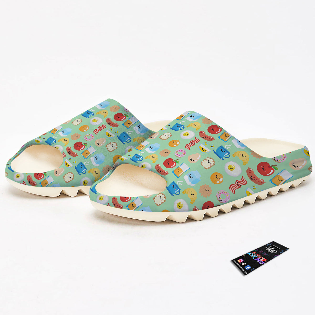 Breakfast Cartoon Print Pattern Sandals-grizzshop