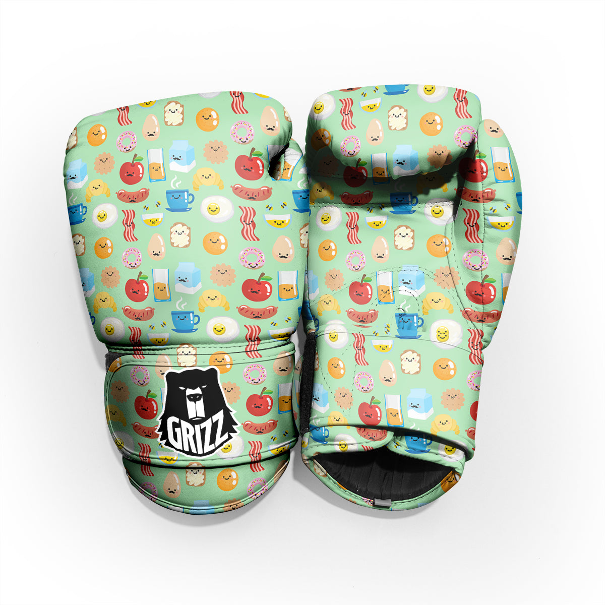 Breakfast Cartoon Print Pattern Sparring Gloves-grizzshop