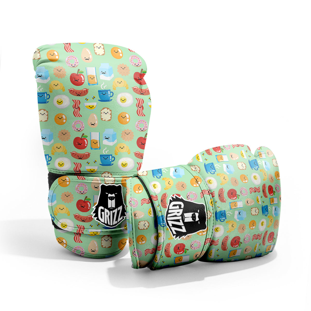 Breakfast Cartoon Print Pattern Sparring Gloves-grizzshop