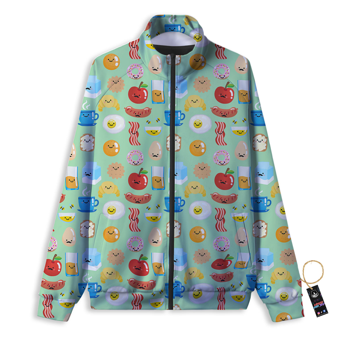 Breakfast Cartoon Print Pattern Track Jacket-grizzshop