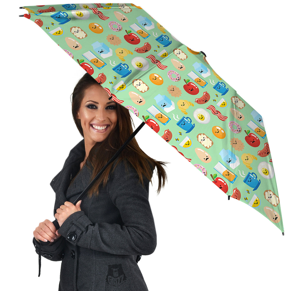 Breakfast Cartoon Print Pattern Umbrella-grizzshop