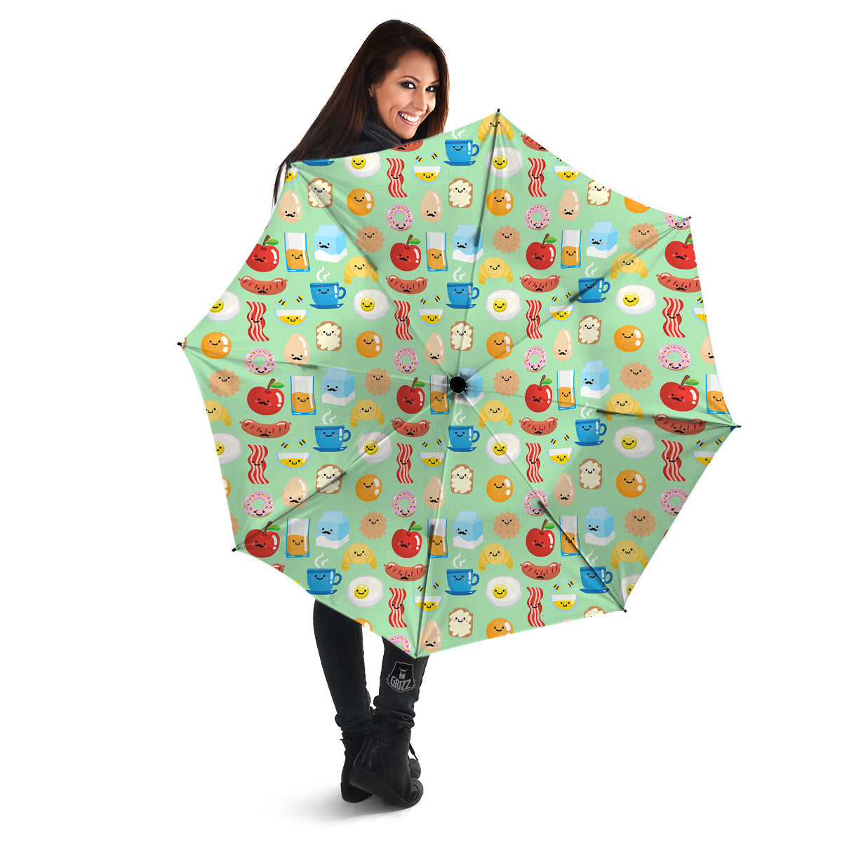 Breakfast Cartoon Print Pattern Umbrella-grizzshop