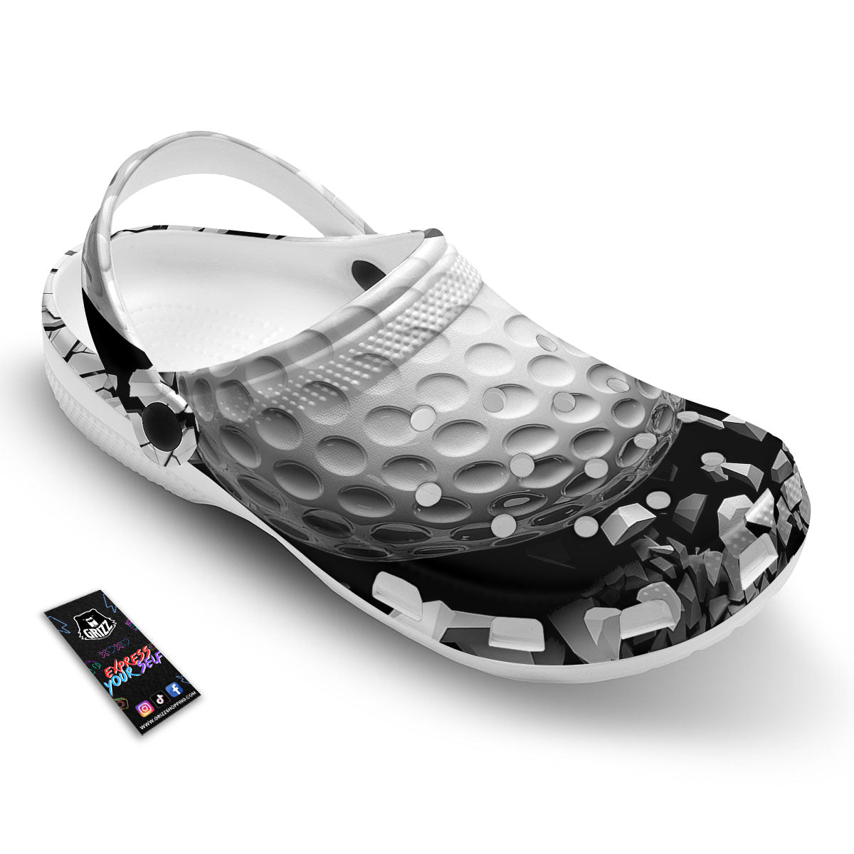 Breaking Wall Golf Ball Print Clog-grizzshop