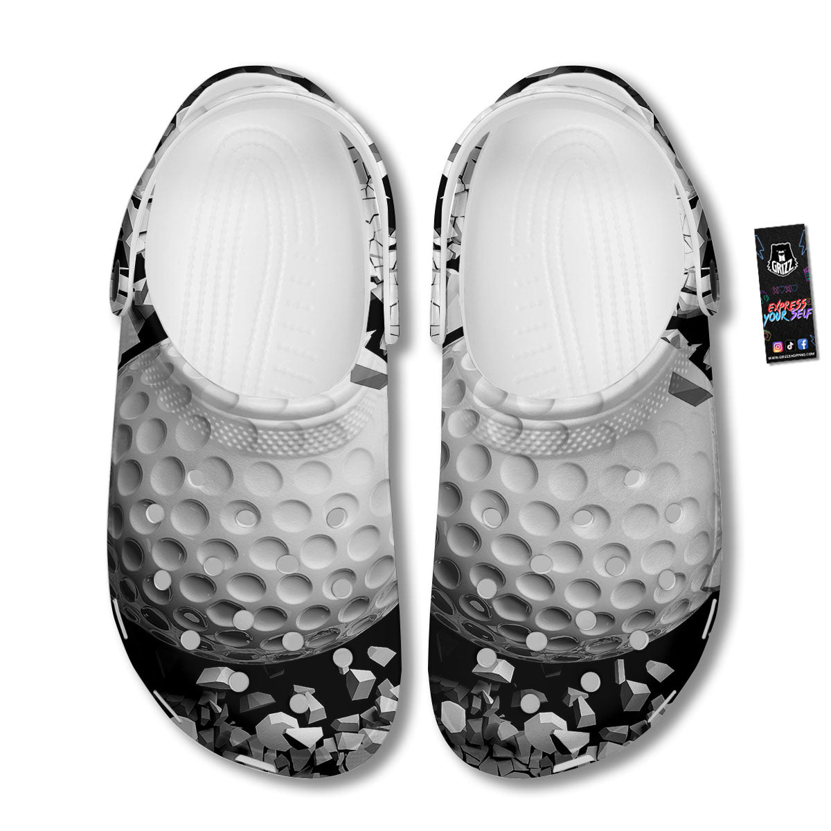 Breaking Wall Golf Ball Print Clog-grizzshop