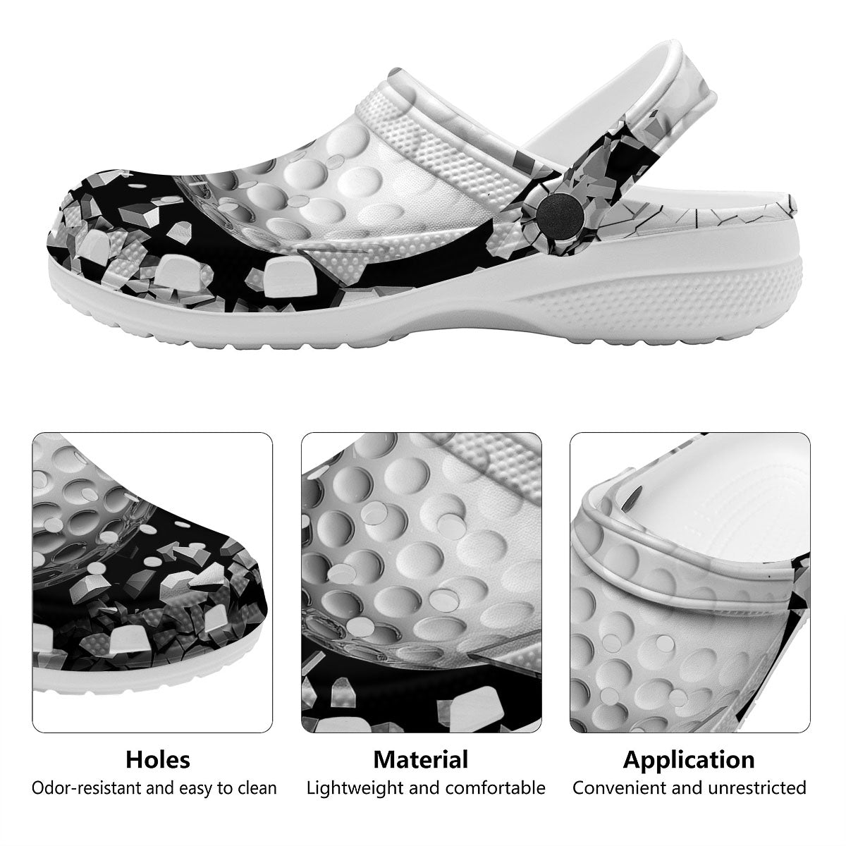 Breaking Wall Golf Ball Print Clog-grizzshop