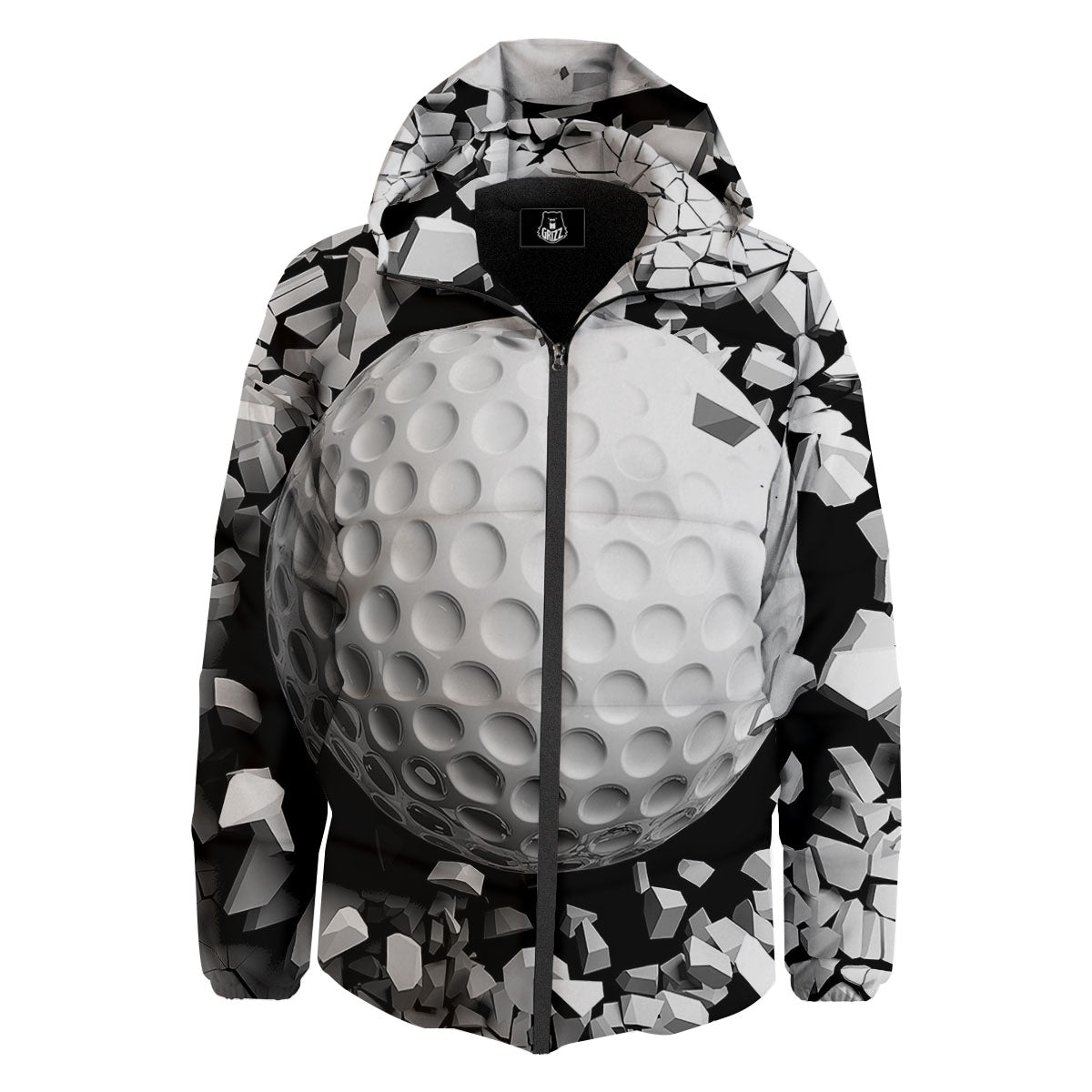 Breaking Wall Golf Ball Print Down Jacket-grizzshop