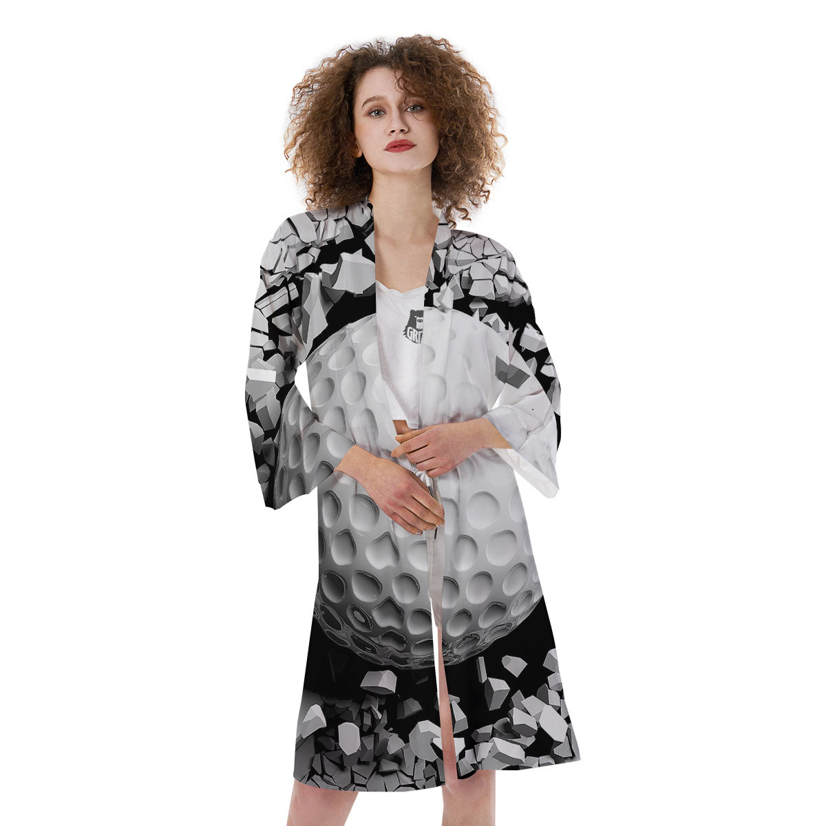 Breaking Wall Golf Ball Print Kimono-grizzshop